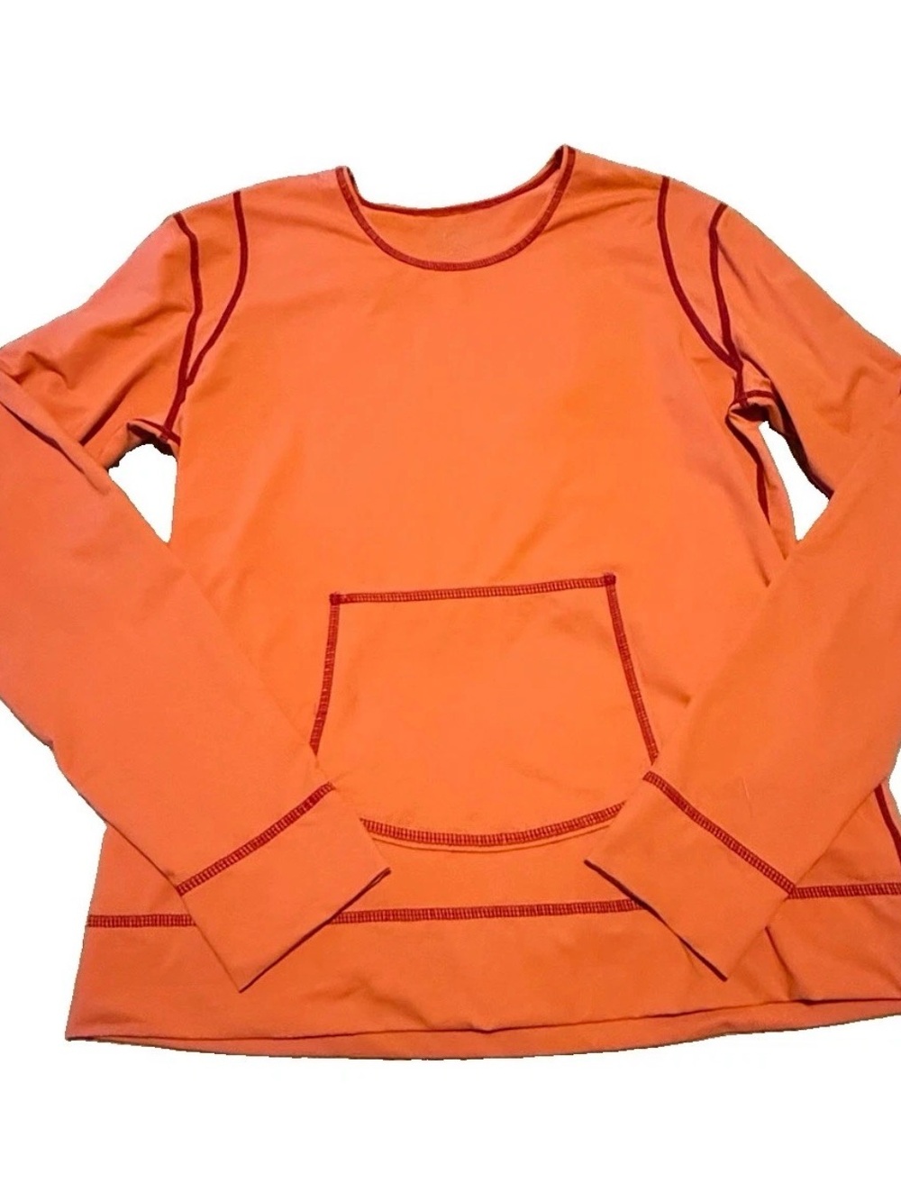 Athleta Summer Shade Rash Guard Top Vibrant Orange color Red Women Small